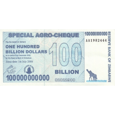 P64 Zimbabwe - 100 Billion Dollars Year 2008/2008 (Agro Cheque)